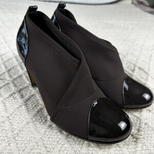 Taryn by Taryn Rose Brown Patent Toe Cap Stretch Heels Size 7.5